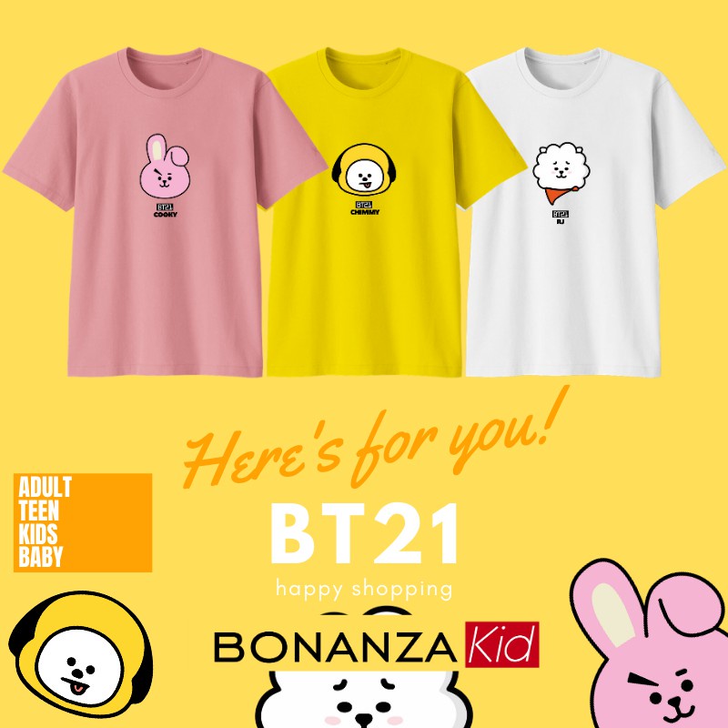 Baju Kaos BT21 Cooky Karakter BTS Anak Dewasa Big Size Combed 30s Lembut