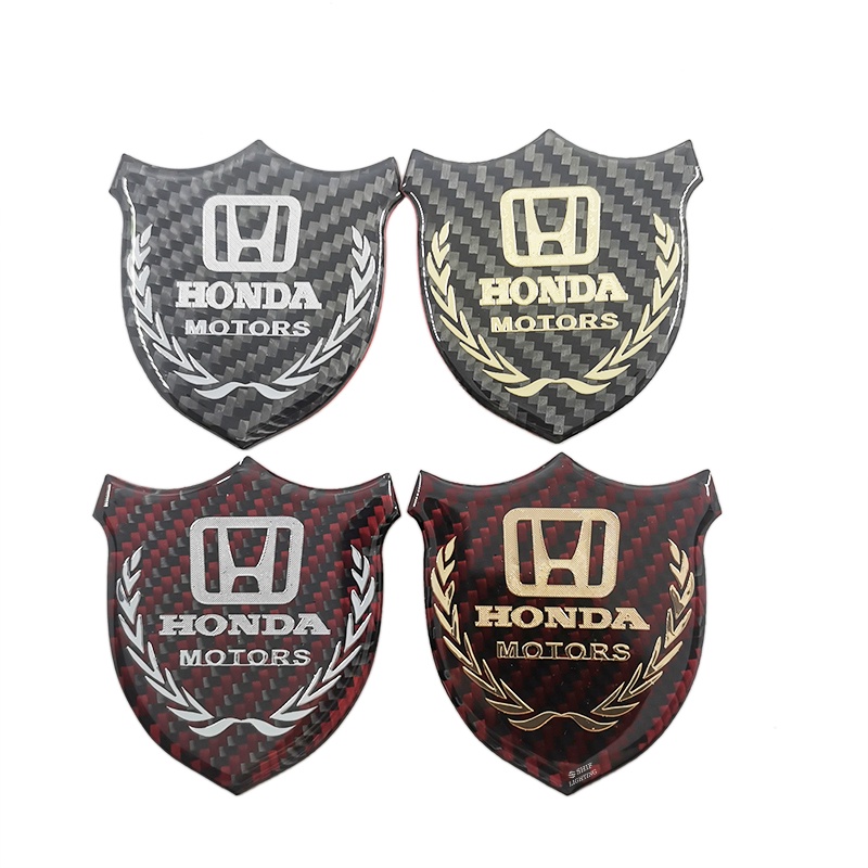 1pc Stiker Emblem Logo HONDA Bahan Karbon Fiber Untuk Dekorasi Jendela Samping Mobil