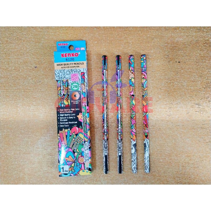 

PENSIL 2B KENKO 6120 HEXAGONAL | PENSIL KUALITAS TERBAIK KENKO 6120 | PENSIL MOTIF DOODLE | PENSIL LUCU