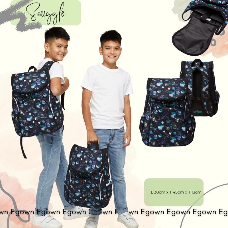 Kado Anak Original Smiggle Mirage Drift Galaxy Cloud9 Junior bag Backpack Dinosaurs Lunchbag strap