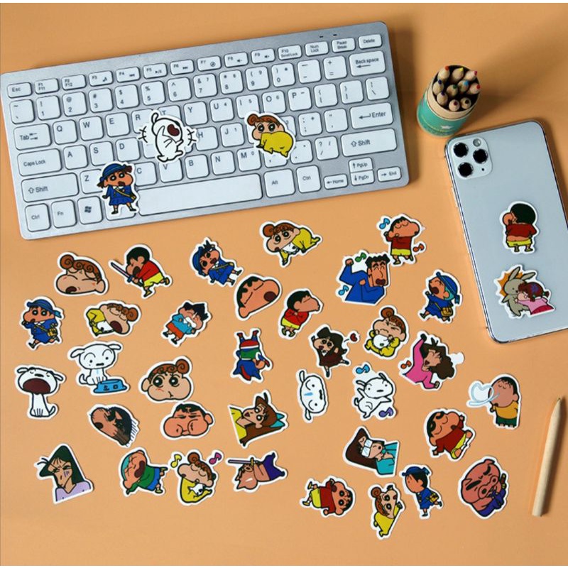 10 PCS Sticker Crayon Sin-Chan Kartun Jepang 4-6 cm