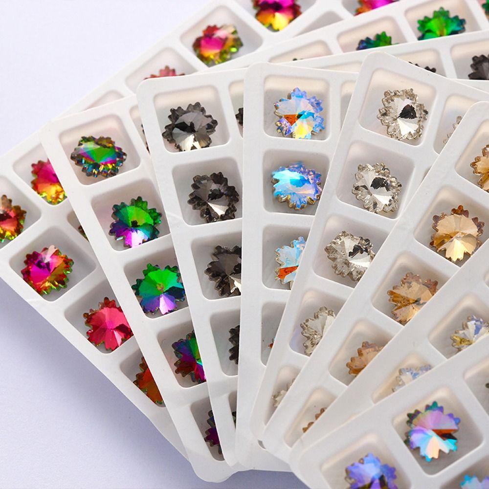 AUGUSTINA Agustina Snowflake Nail Rhinestones Fashion Shiny Wanita Menunjuk Kembali Membuat Perhiasan Permata DIY Craft Nail Charms