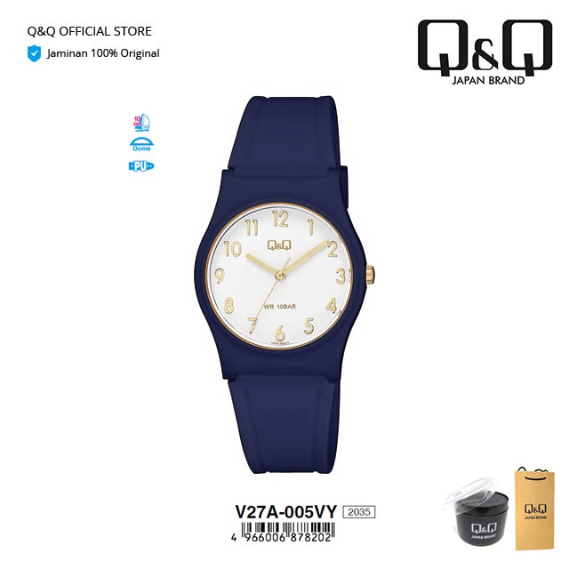 Q&Q QnQ QQ Original Jam Tangan Wanita Fashion Analog Rubber Karet - V27 V27A Water Resist 10 BAR-1