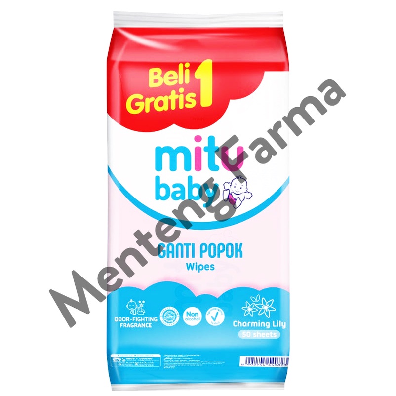 Mitu Tissue Basah Ganti Popok Blue isi 50 Lembar - Tisu Basah Mitu Charming Lily