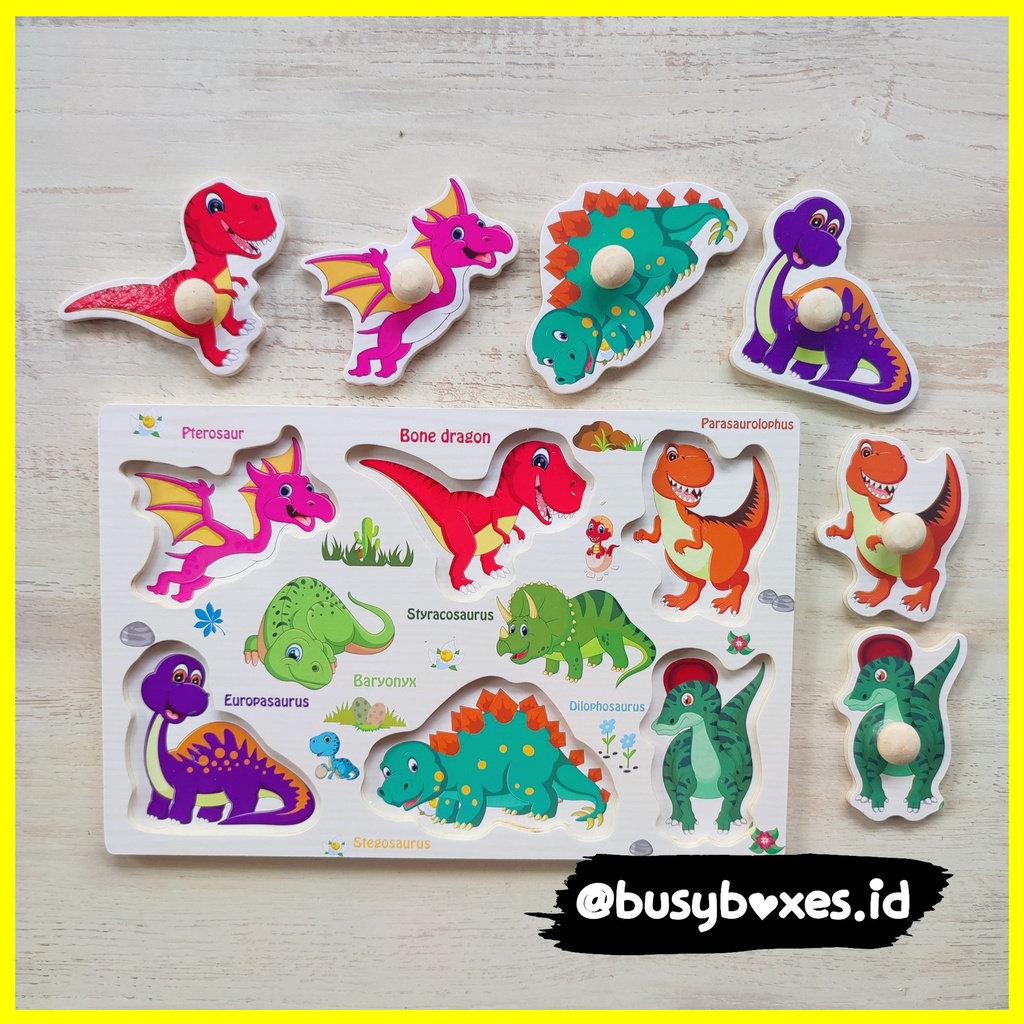 Busyboxes.id Mainan anak edukasi anak 1 2 3 tahun laki laki perempuan mainan edukasi Montessori puzzle jigsaw 3d kecil dinosaurus