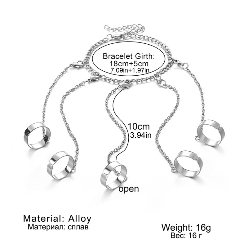 Set Gelang Tangan Rantai Silver Desain Geometri Gaya Punk Aksesoris Pria / Wanita / Pasangan