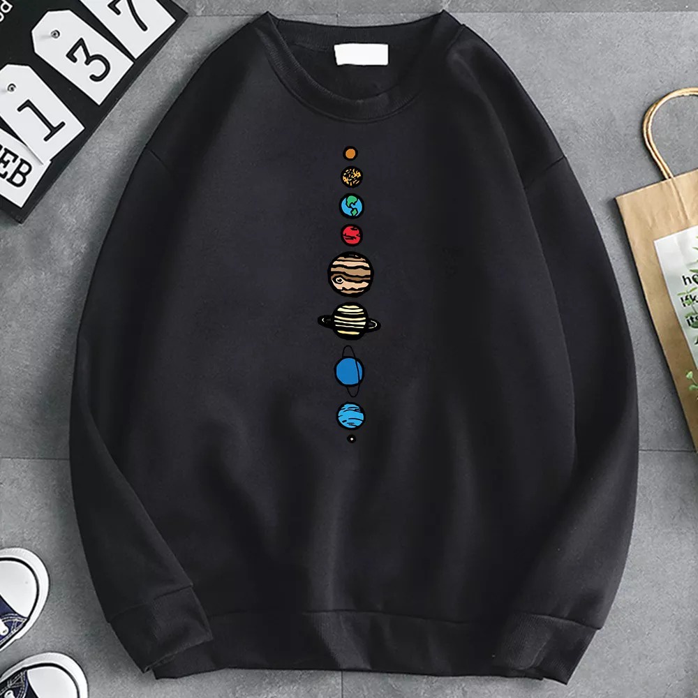 Sweater Crewneck Galaxy Star Planet Surf Sweter Anak Remaja Kekinian Distro Keren Original 100% Swit