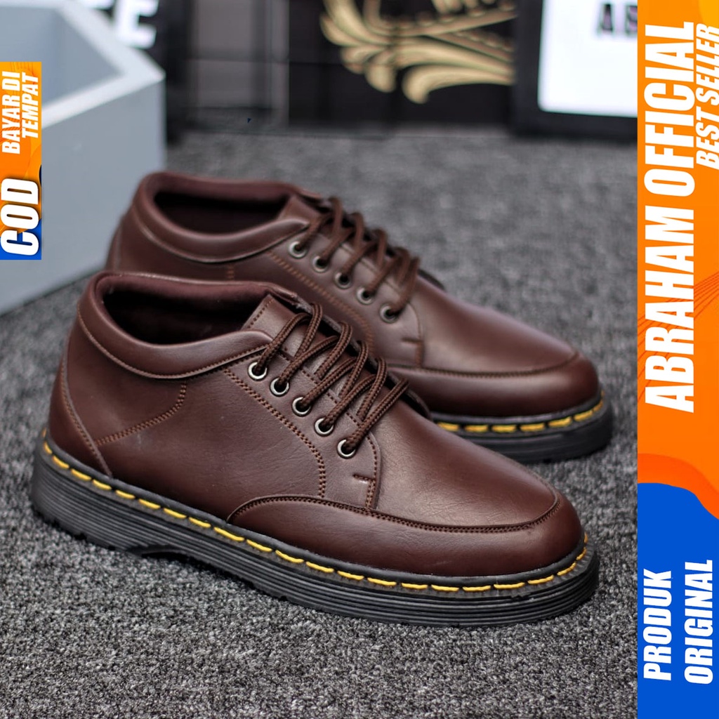 Sepatu Pantofel Formal Docmart Low Boots Kerja Kantor Pria Hitam Abraham GAVI