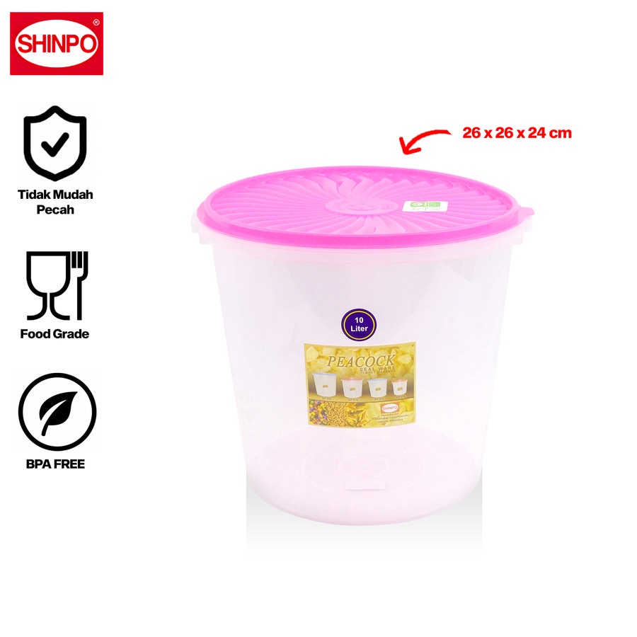 Toples Plastik Shinpo - Toples Kerupuk - Toples Plastik 10 Liter - Toples Kerupuk - Toples Bulat