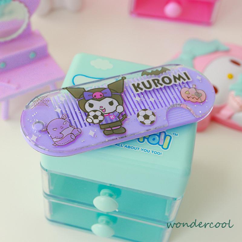 Sisir Kecil Plastik  Kartun Lucu Lipat Portabel Sisir Poni  Kuromi Melody Cinnamoroll Kitty-Won