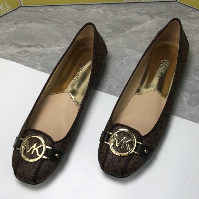 [Instant/Same Day] M-K  Michael Kors  SMK03  SMK04  spring and summer new style round toe shallow mouth flat bottom ladies casual shoes, leather ladies small leather shoes Fabric: cowhide + sheepskin cushion + non-slip wear-resistant outsole   xie
