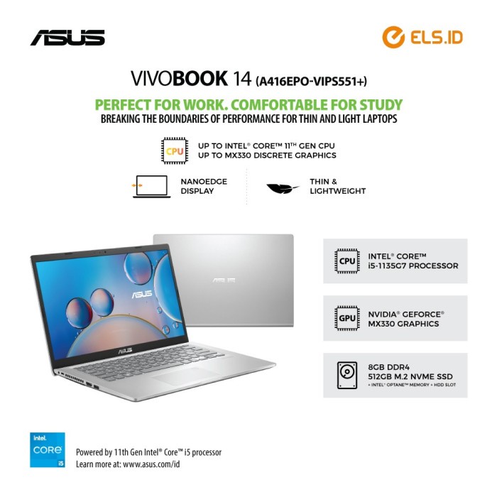 Asus VivoBook A416EPO-VIPS551+ - Silver [i5 1135G7-8GB-512GB-MX330]
