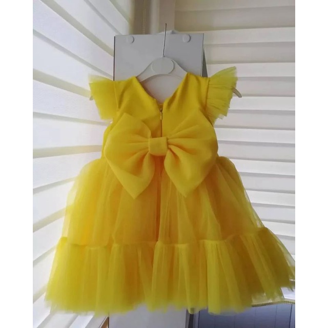 DRESS KUNING YELLOW MEGAR ANAK PEREMPUAN GAUN PESTA ULANG TAHUN BAYI PEREMPUAN PINK BARBIE ANAK DI