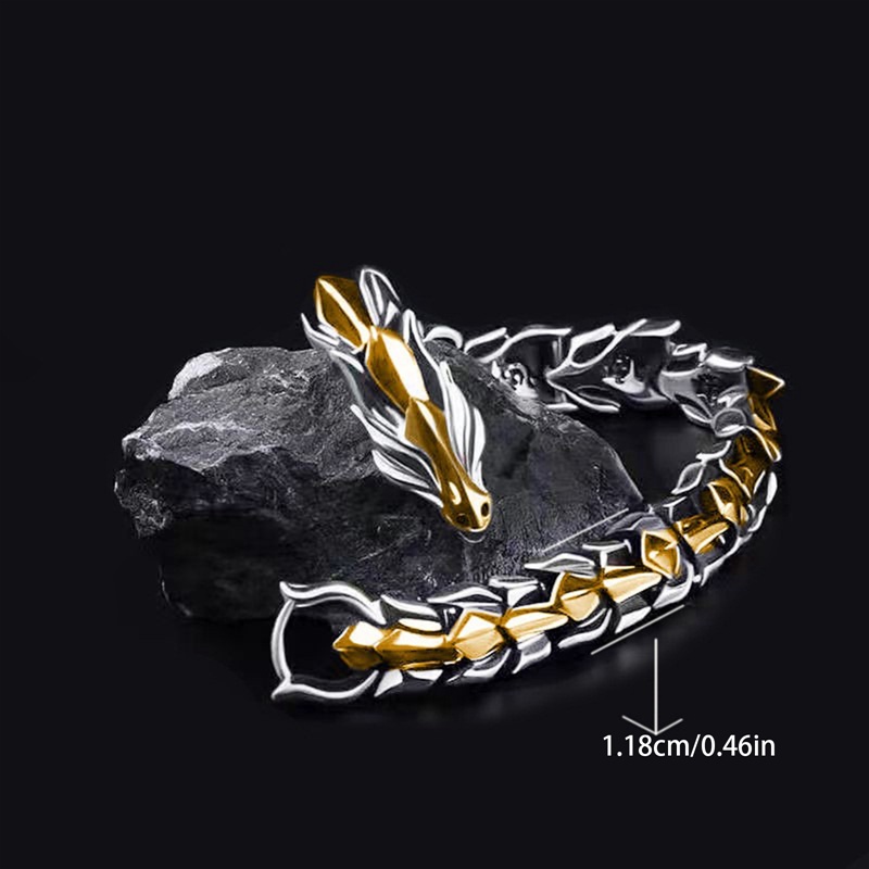 Fancyqube Gelang Rantai Desain Kepala Naga Lebar 11.8mm Gaya Vintage Untuk Pria Dan Wanita