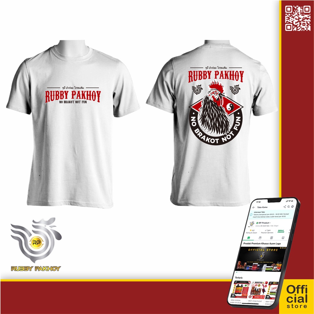 KAOS AYAM RUBBY PAKHOY NO BRAKOT NO FUN WHITE