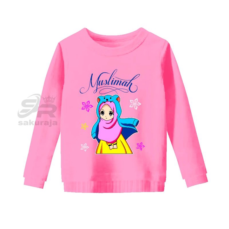 atasan hoodie anak/kaos atasan anak lengan panjang gambar hijab umur 3-11 tahun/bisa COD