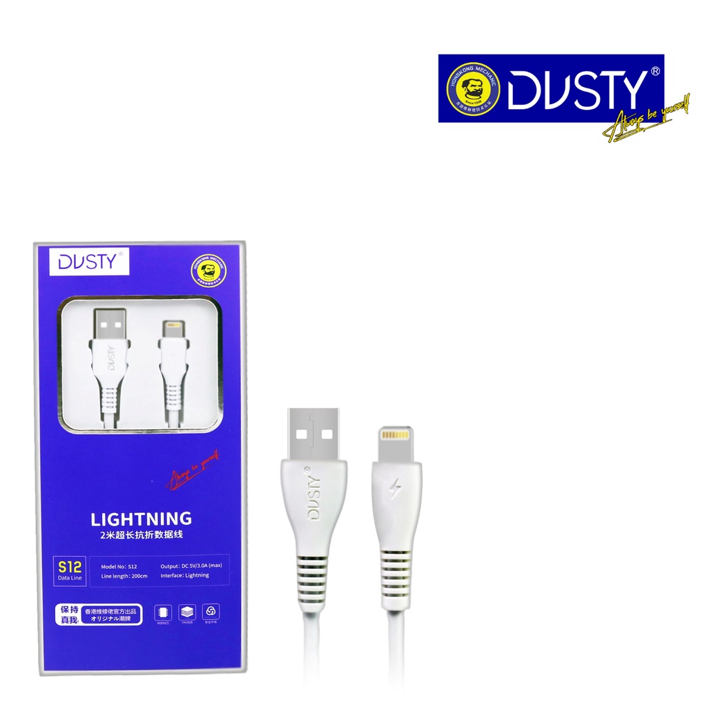 mechanic dusty s12 kabel data usb lightning iphone fast charging 3 0a 2m white original