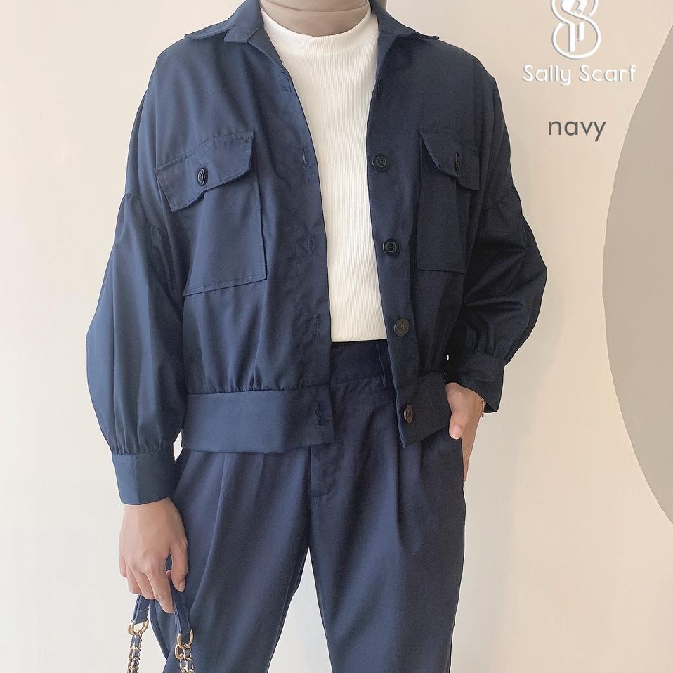 Termurah--Busan Jaket Wanita Korean Style Oversize Saku Depan | Jaket Oversize Wanita