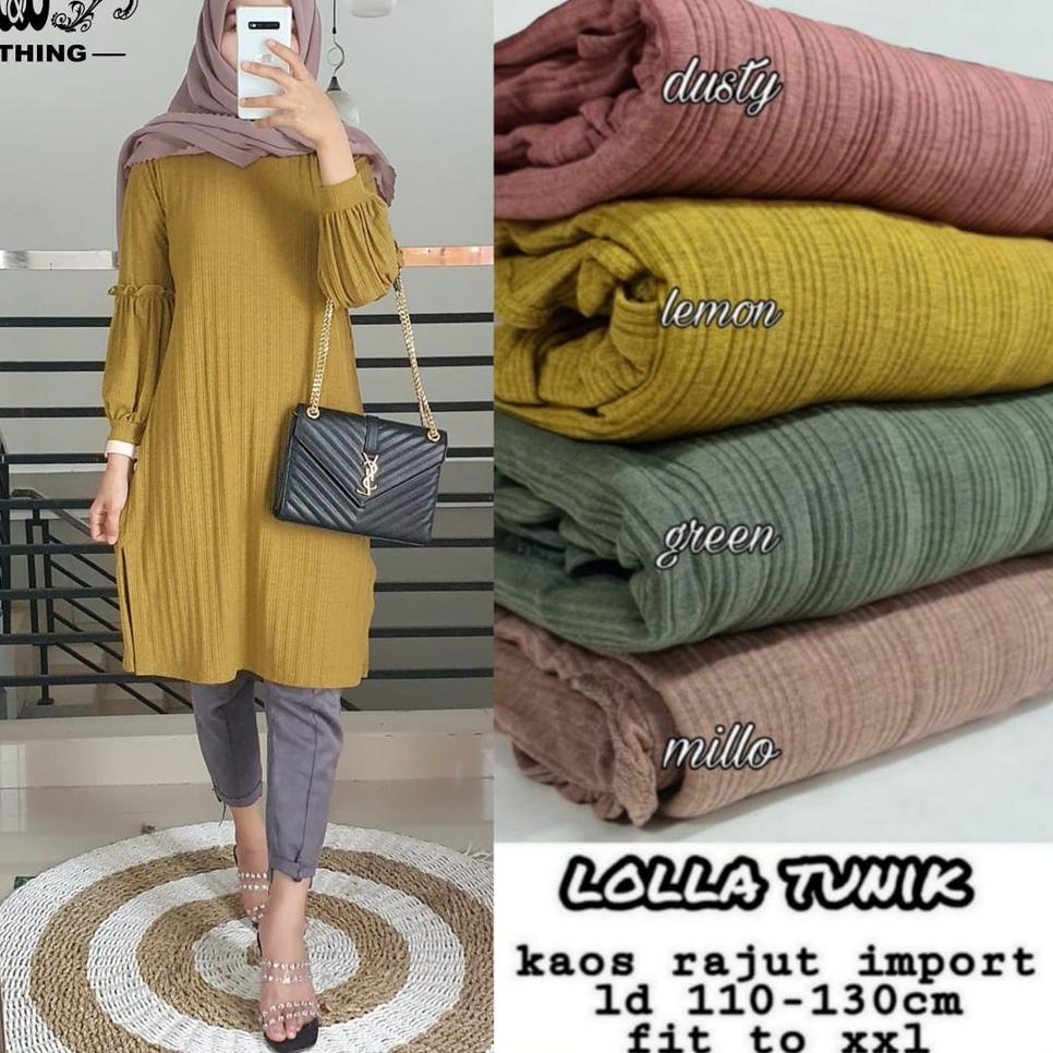 {CS.18Oc22ᴷ} Tunik Panjang Polos Harian Kaos Rajut Import Wanita Jumbo Melar XL XXL XXXL Ld 110 120 