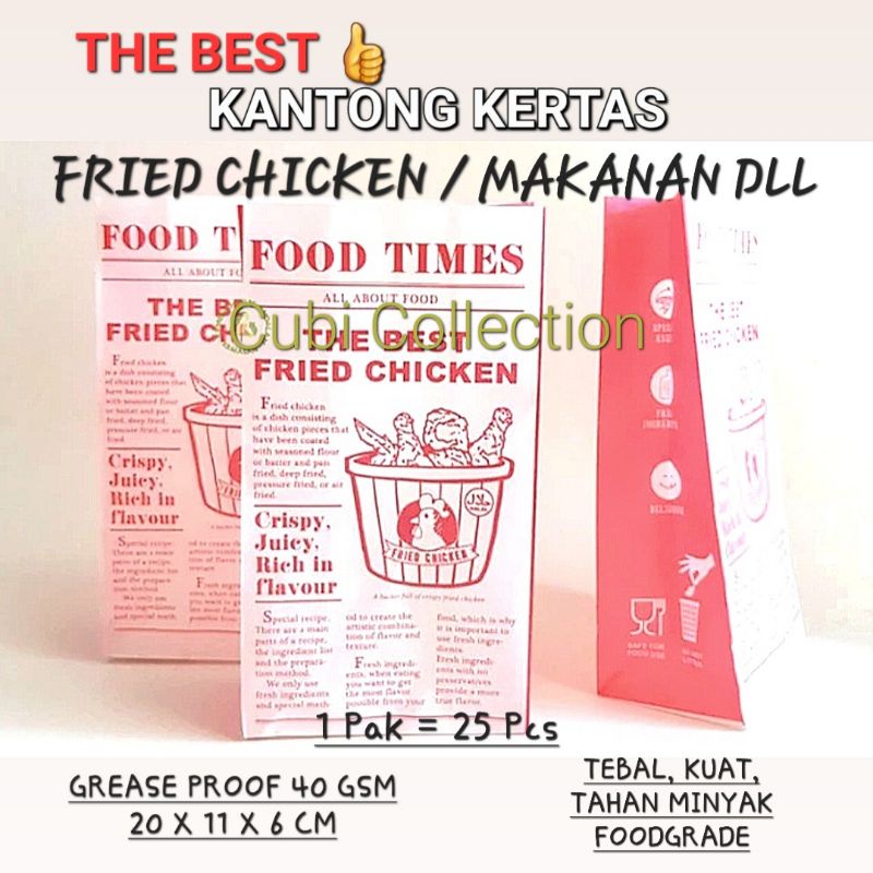 KANTONG KERTAS FRIED CHICKEN AYAM GORENG / KANTONG BUNGKUS KERTAS MAKANAN