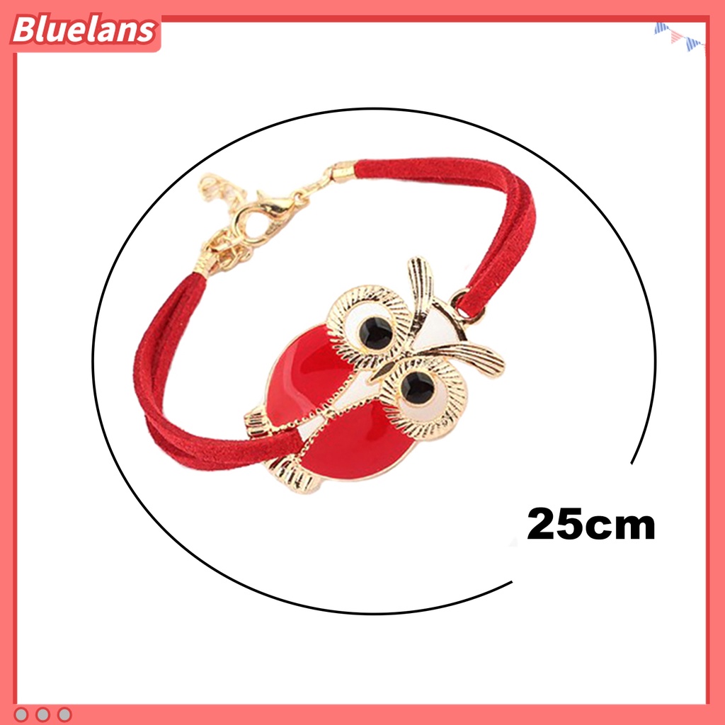 Bluelans Gelang Liontin Burung Hantu Model Lapis Ganda Bahan Alloy Gaya Retro Untuk Wanita