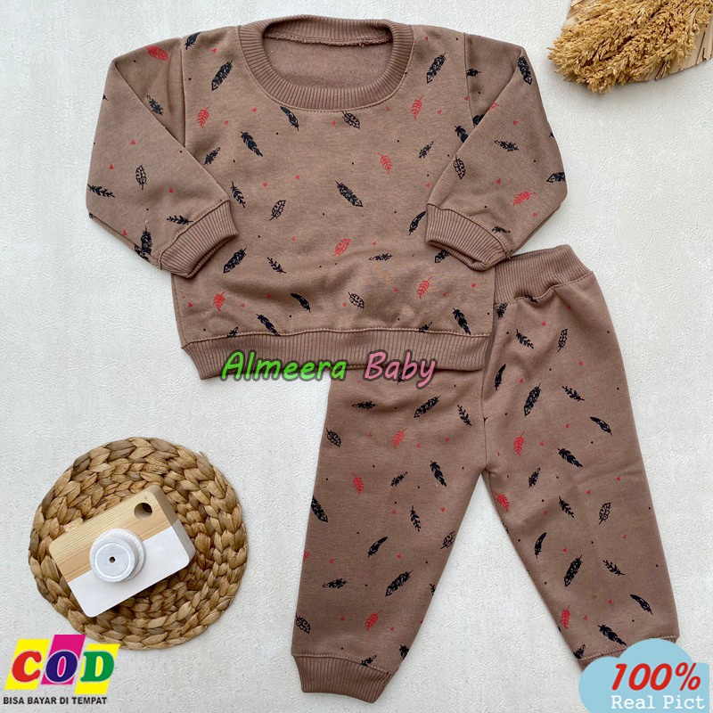 Setelan Baju Bayi Setelan Sweater Celana Jogger Usia 3-12 Bulan Almeera Baby and Kids