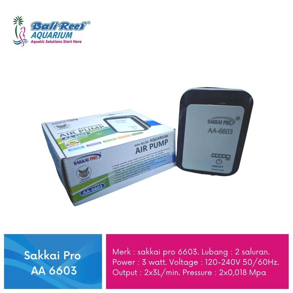 Air Pump AC/DC Aquarium  Sakkai Pro AA 6603