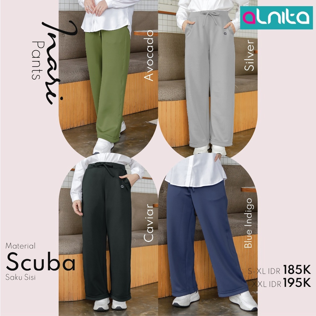 [BISA COD] Alnita Inari Pants Bahan Scuba Bawahan Celana Kulot Msulimah Simpel Polos by alnita