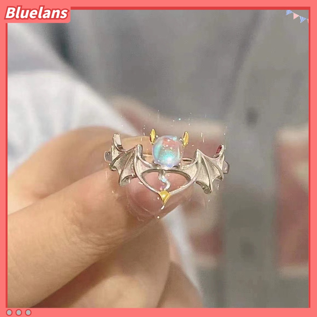 Cincin Model Terbuka Dapat Disesuaikan Aksen Batu Bulan Tiruan Kilau Untuk Pria Dan Wanita