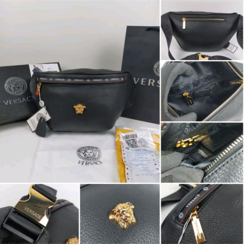 Waistbag Versace Leather Logo Gold Belt Bag Tas Pinggang Super Mirror Quality