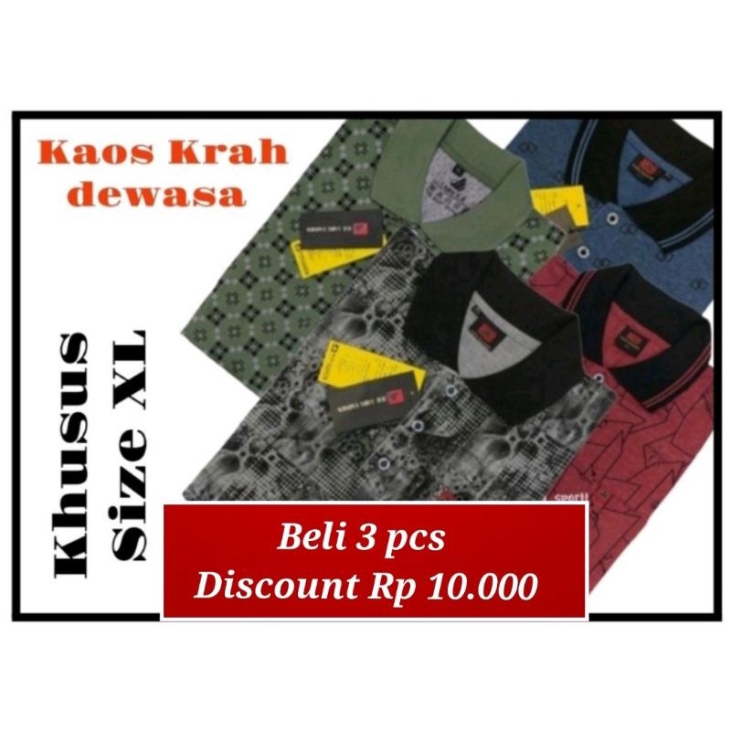 mitra sportt .. ( akun asli ) ..kaos Krah dewasa bermotif khusus XL ada kantong .. kwalitas istimewa