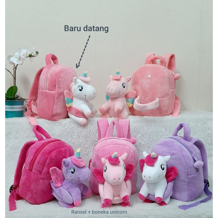 Ransel anak sekolah boneka unicorn baby kids kado souvenir sekolah kado baby kuda pony kids animal