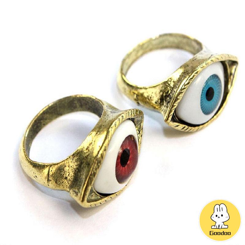 Cincin Gotik Untuk Wanita Bentuk Mata Vampir Model Besar Gaya Retro -Doo -Doo