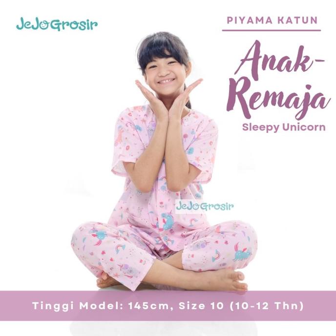 Baju Tidur Katun Anak Perempuan 8/10/12 Tahun - Remaja Motif Unicorn Best Seller