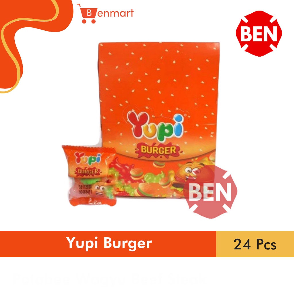 

Yupi Burger 1 Pak Box Dus 24 Pcs Mini Kecil Orange Permen Jelly