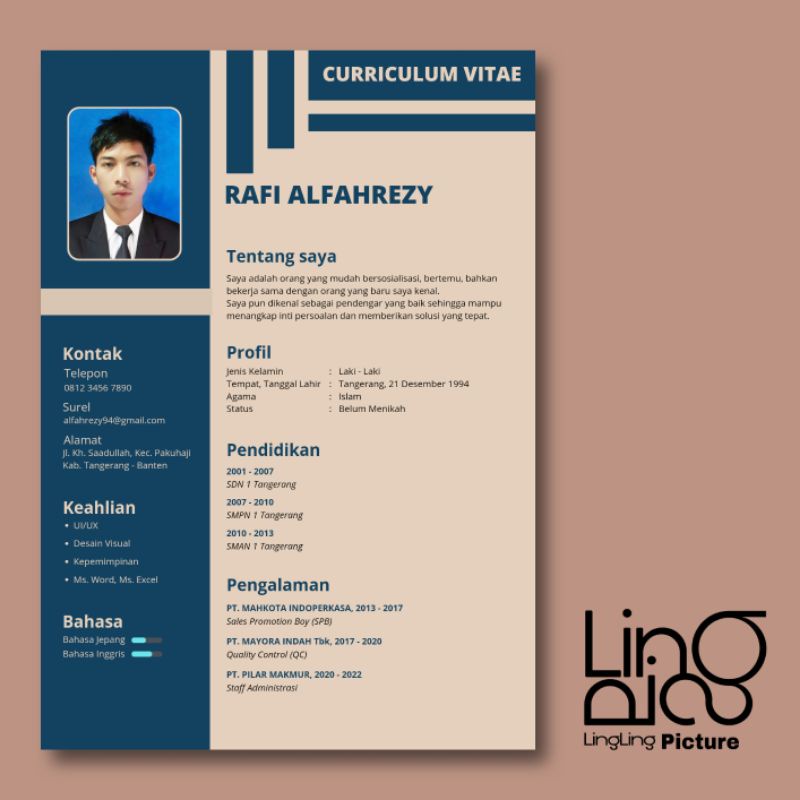

Jasa Pembuatan CV, Resume, PROFESIONAL DAN CEPAT