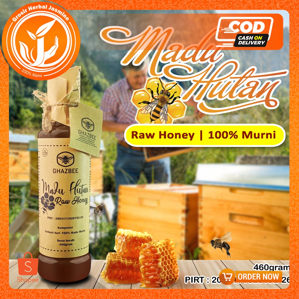 

Madu Ghazbee / Madu Lebah Hutan / 100% Raw Natural Honey 460ml / Botol