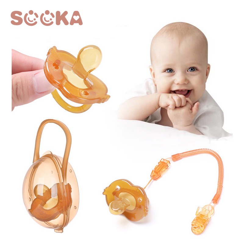 SOOKA Dot bayi / putting bayi/empeng bayi Dot Empeng Bayi Pacifier mainan perlengkapan baby Empeng Gigitan Bayi Set Dengan Tali Klip Pengikat + Free Case SK-ECB1095