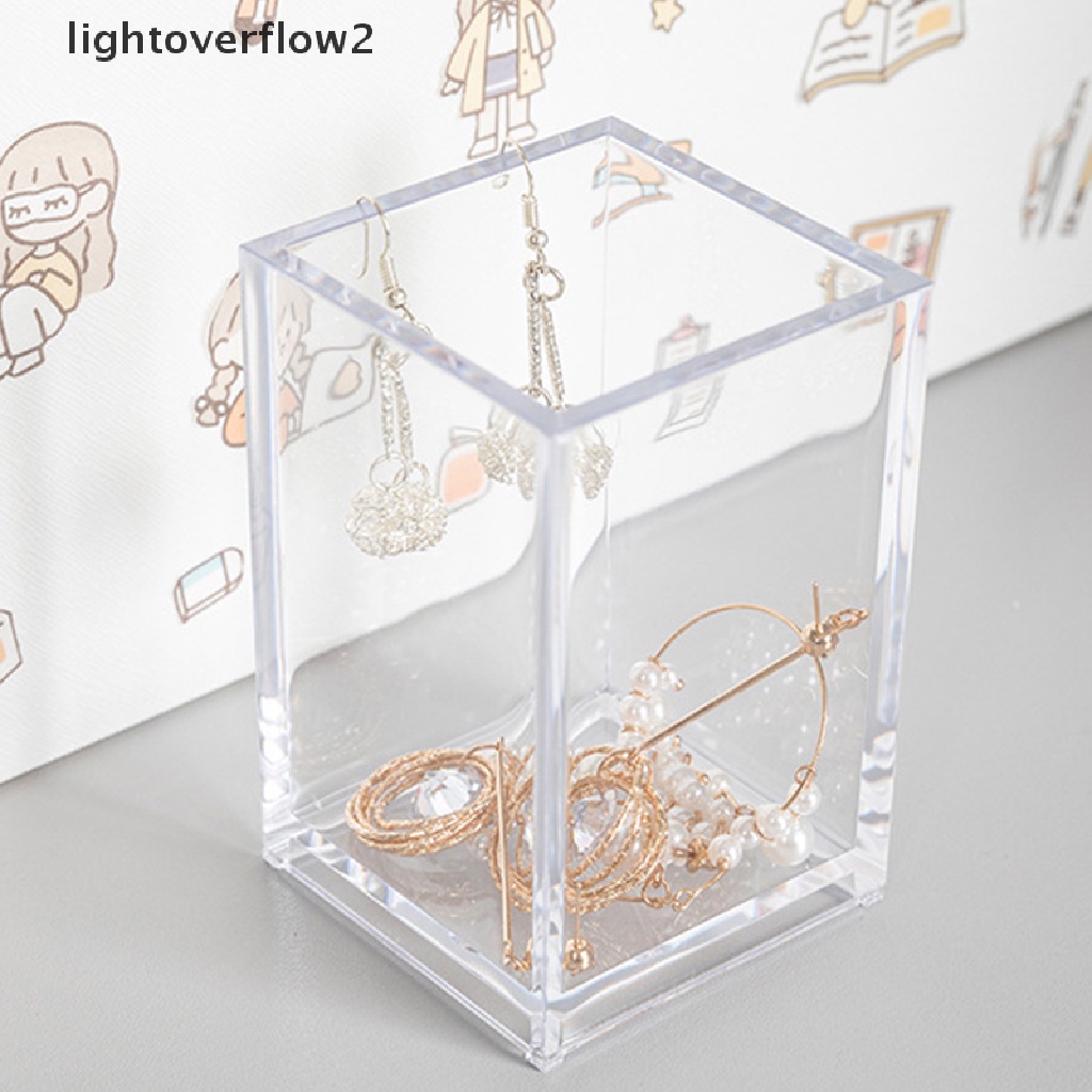 (lightoverflow2) Kotak Akrilik Transparan 10x6.5x6.5cm Holder Pulpen / Alat Tulis / Makeup