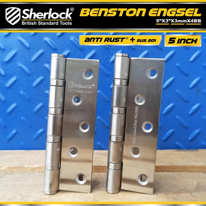 Engsel Stainless Steel 201 Ball Bearing Original Sherlock Engsel Pintu 5 inch