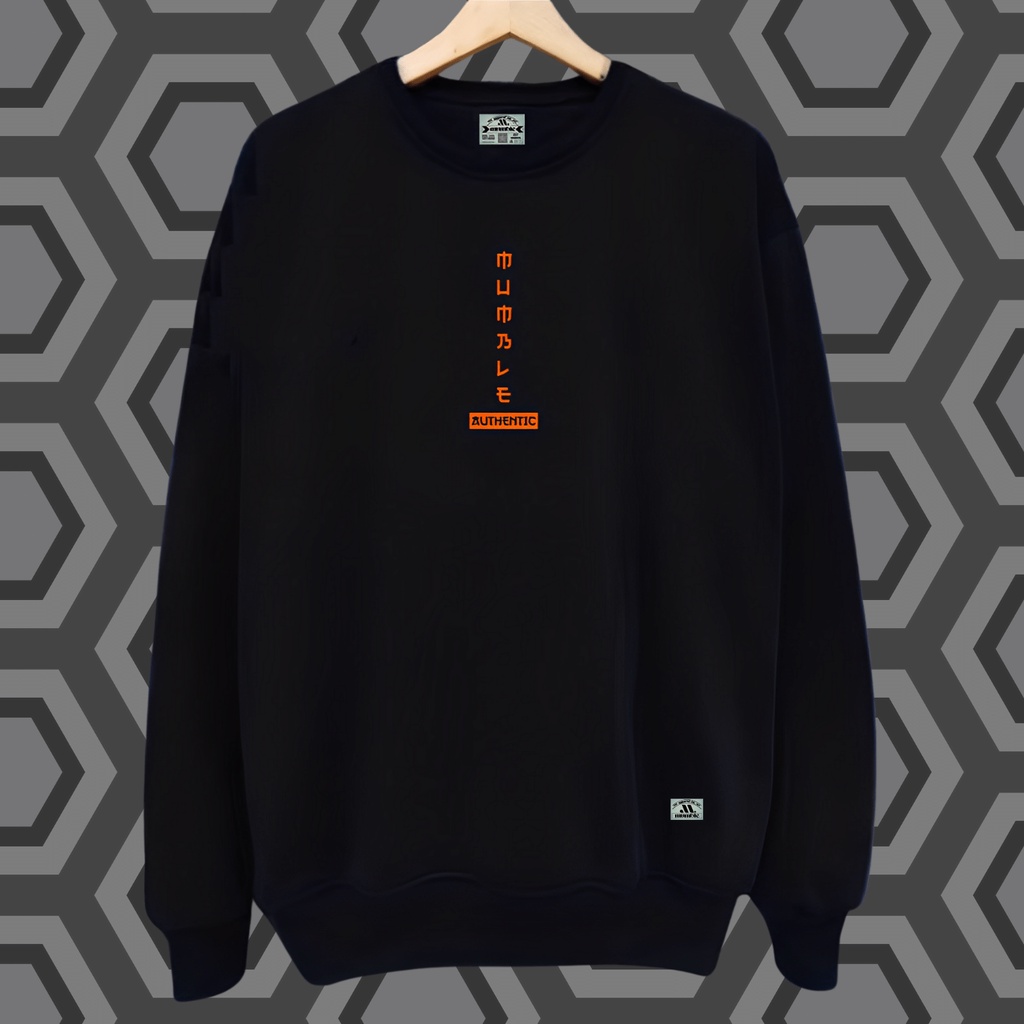 Sweater Cowok Hitam Katun Tebal Terbaru 2022 aesthetic Japan Style Sweter Crewneck Distro