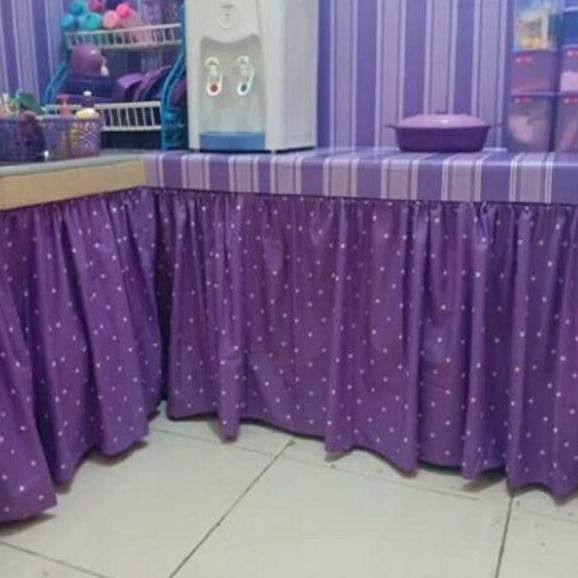New Sale Gorden kolong meja dapur motif polka ungu