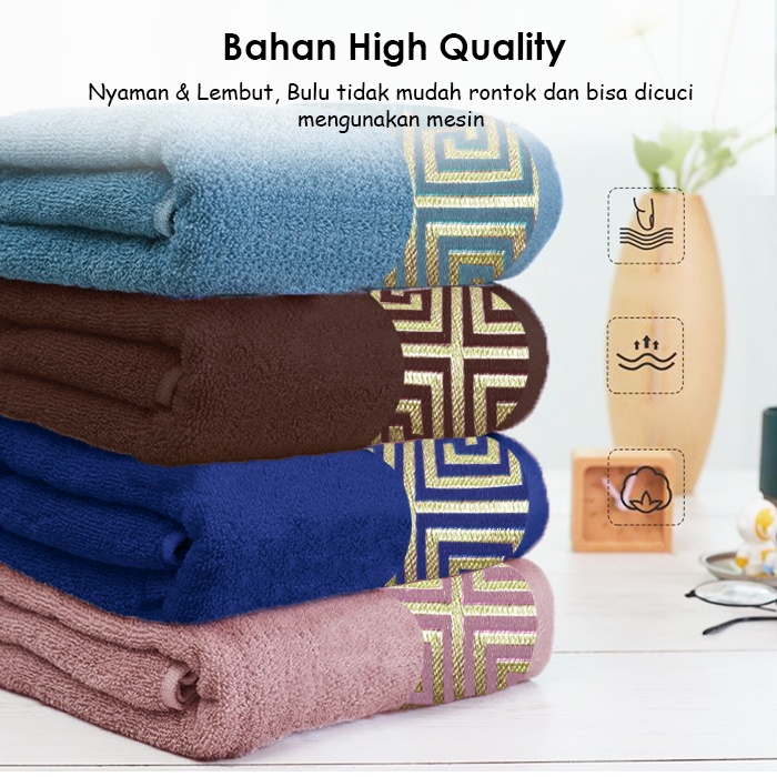 Handuk Mandi Dewasa Ukuran 140cm X 70cm bahan 100% Katun Handuk Mandi Motif Polos Tebal  H101K