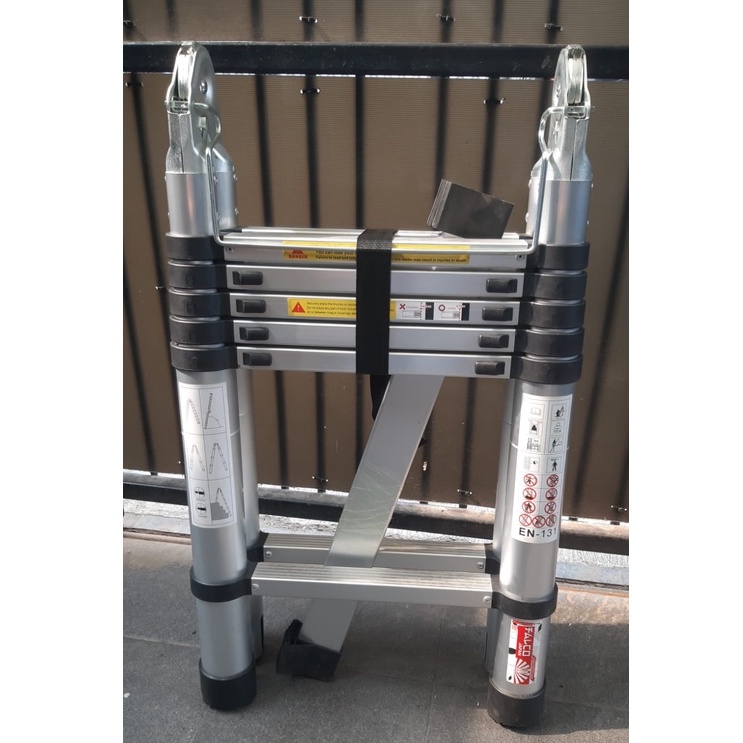 TANGGA PENCET TOMBOL DOUBLE 3.8M  MURAHH/ TANGGA ALUMUNIUM TELESKOPIK 1.9 + 1.9M/angga Lipat Aluminium Double Telescopic Ladder 1.9+1.9 = 3.8