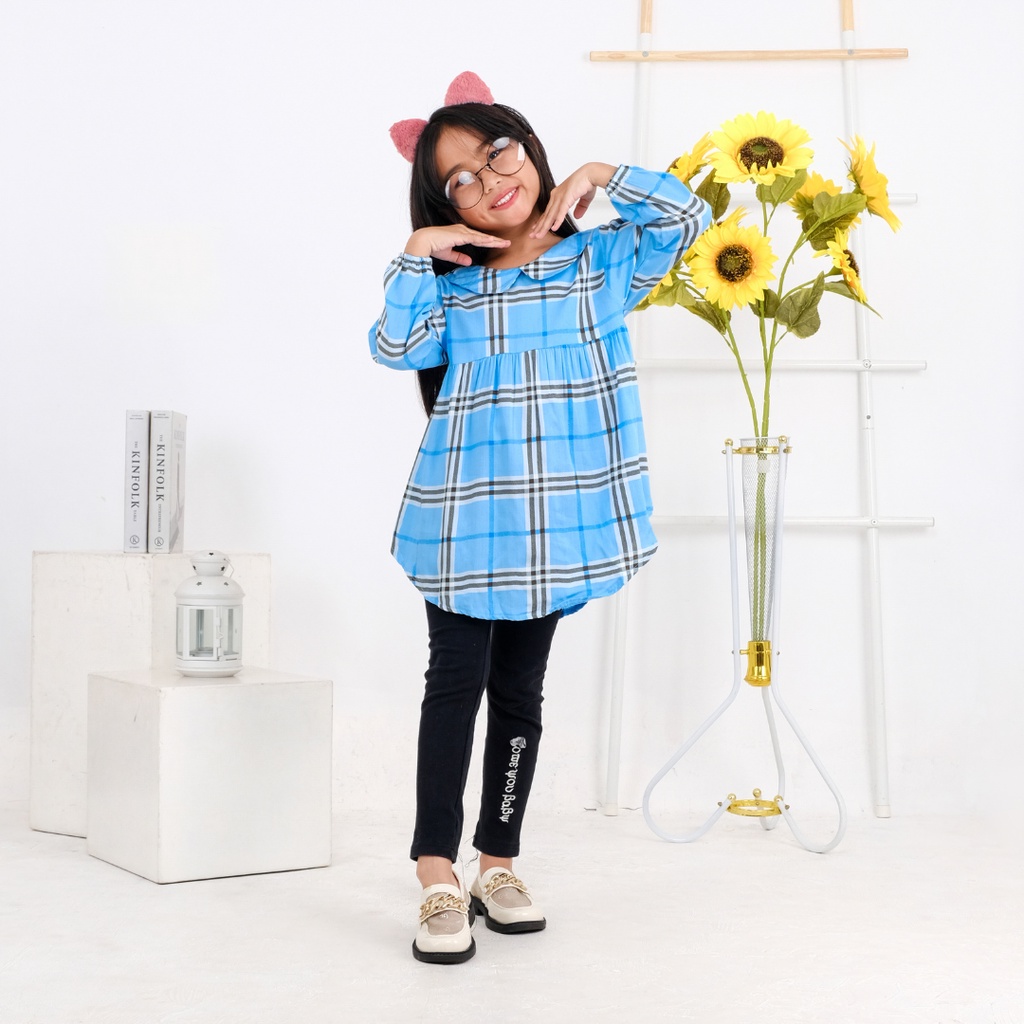 Tunik Katun Anak Perempuan 2-5 Tahun Kotak-Kotak laurakidshop