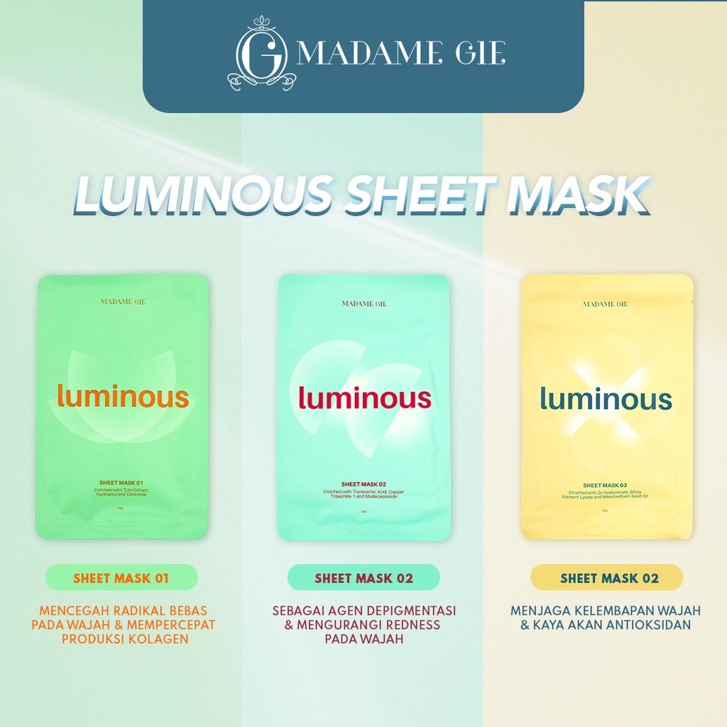 Madame Gie Luminous Sheet Mask | Masker Wajah BY AILIN