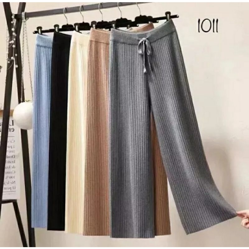 Celana Kulot Rajut Premium/ Celana Panjang Rajut Wanita Import Korea Hight Waist