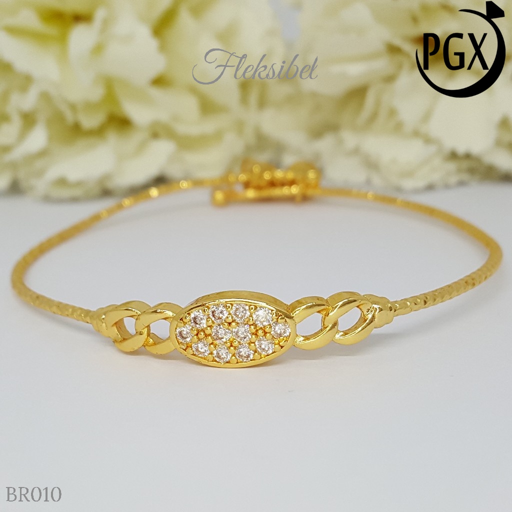 PGX Gelang Bangle Fleksibel Perhiasan Xuping Lapis Emas - BR010