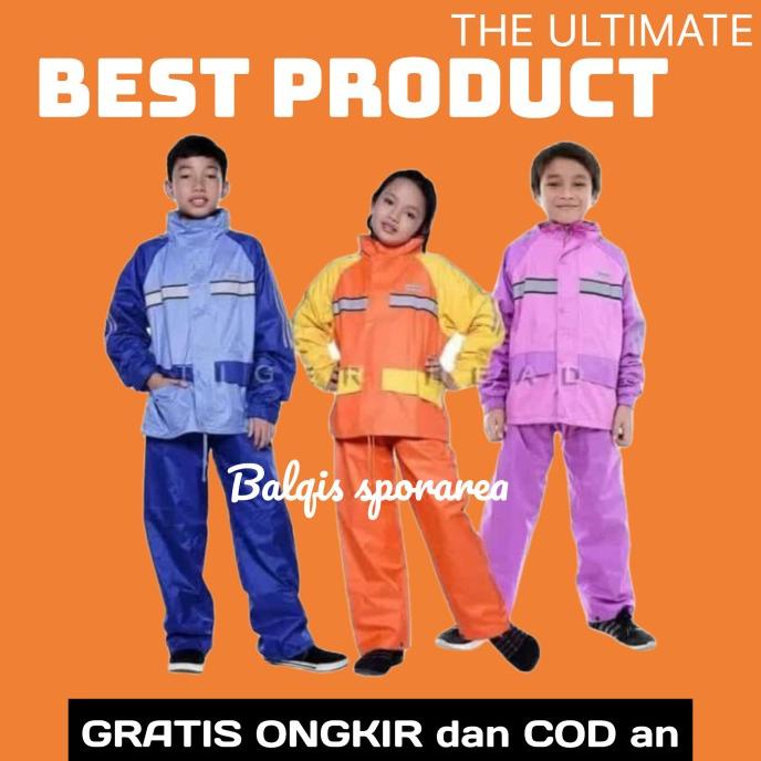 Jas Hujan Anak Perempuan Laki SD Setelan Baju Celana Mantel Anak Motif