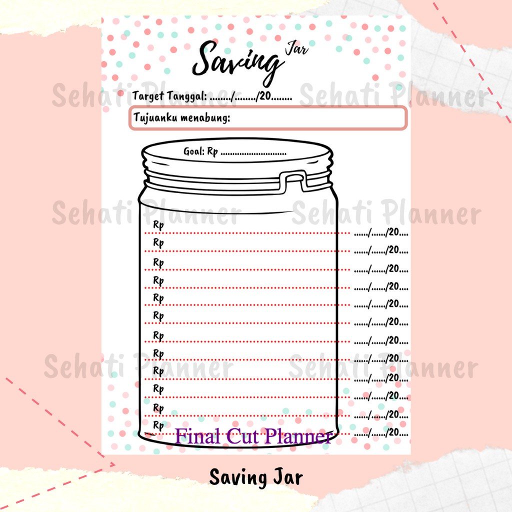 

Saving Jar Planner / Bullet Journal / Kertas Binder Loose Leaf A5 & B5 / Sehati Planner .